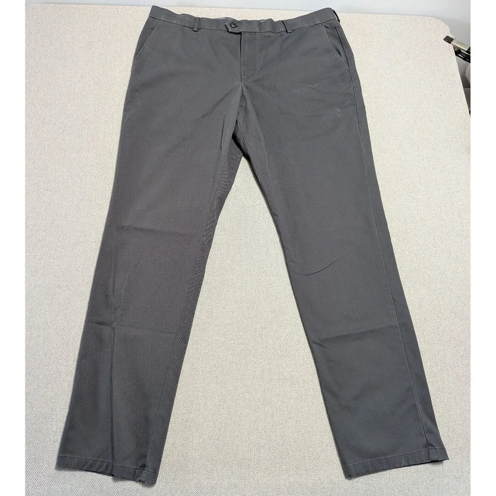 Charles Tyrwhitt Men's Gray Pants 40x34 Slim Fit Non-Iron Stretch Cotton Office